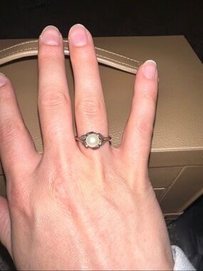 Vintage Pearl Ring in Silver-Tone Setting